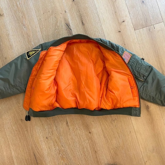 Kids Flight Jacket With Patches Boys Size S Fighter Pilot Boys Green - Picture 14 of 14